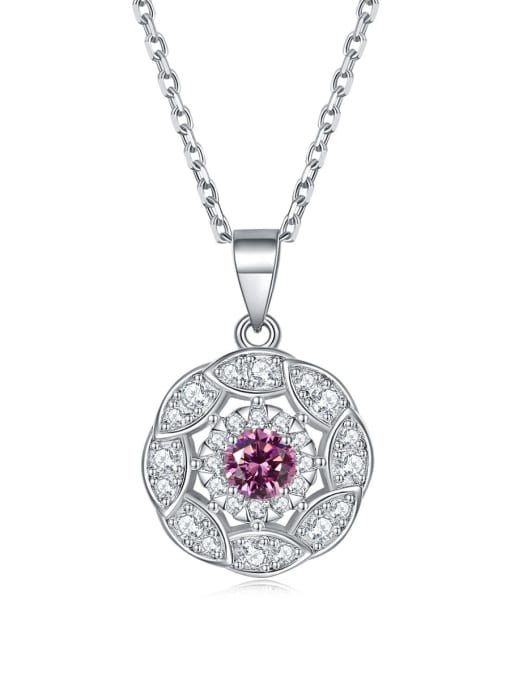 Pink [October] 925 Sterling Silver Birthstone Minimalist FLower Pendant Necklace